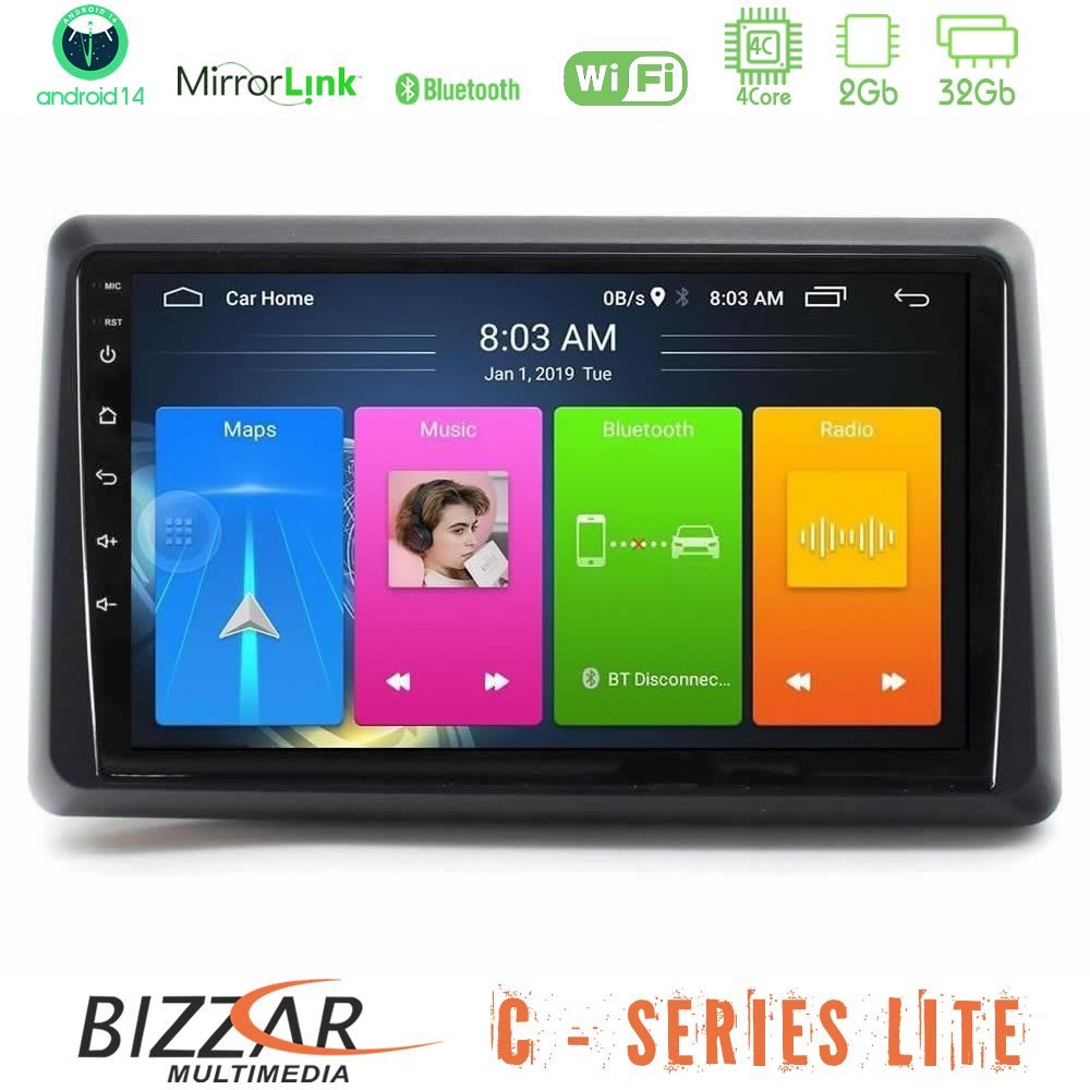 Bizzar C Series Lite 4Core Android14 2+32GB Renault Express 2020-2025 Navigation Multimedia Tablet 9"