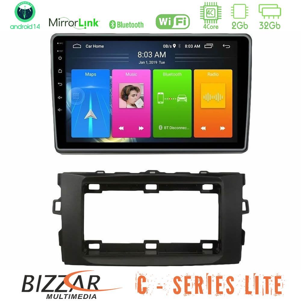 Bizzar C Series Lite 4Core Android14 2+32GB  Toyota Auris 2013-2016 Navigation Multimedia Tablet 10"