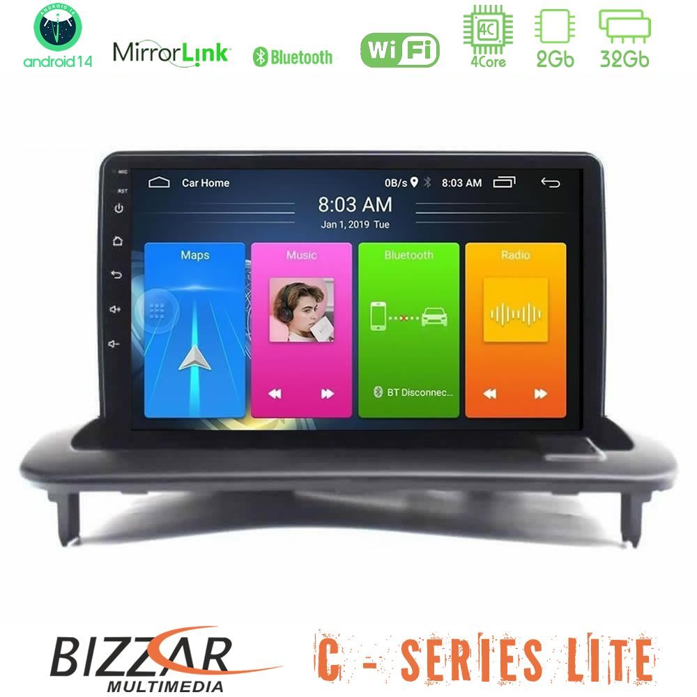 Bizzar C Series Lite 4Core Android14 2+32GB Volvo S40/C30/C70 Navigation Multimedia Tablet 9"