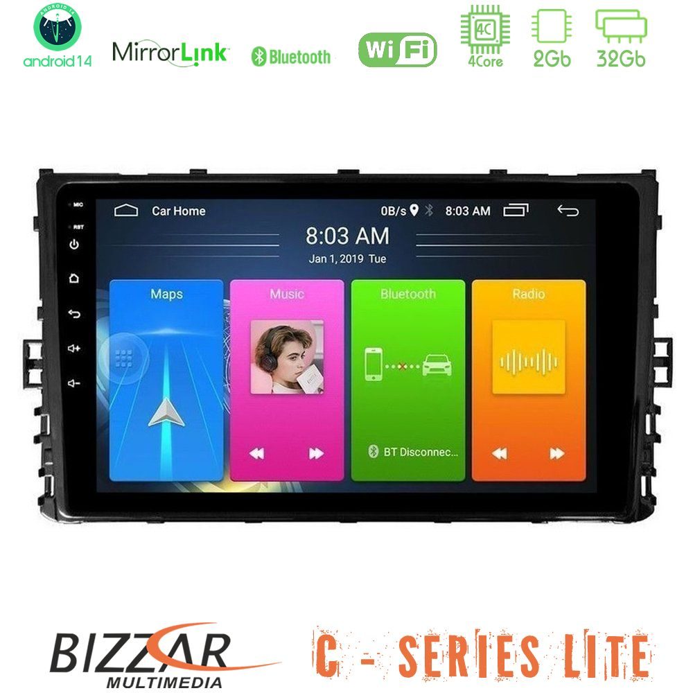Bizzar C Series Lite 4Core Android14 2+32GB  VW MQB 2017-> Navigation Multimedia Tablet 9"