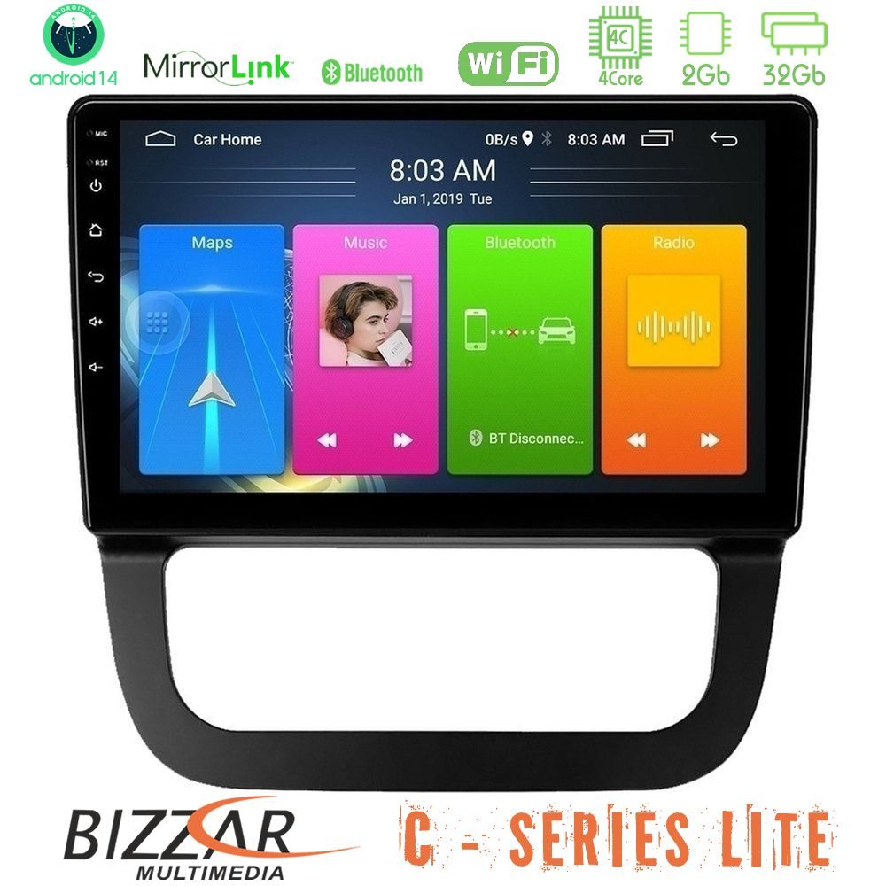 Bizzar C Series Lite 4Core Android14 2+32GB VW Jetta Navigation Multimedia Tablet 10"