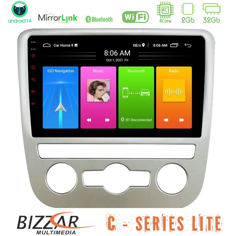 Bizzar C Series Lite 4Core Android14 2+32GB VW Scirocco 2008 – 2014 Navigation Multimedia Tablet 9"