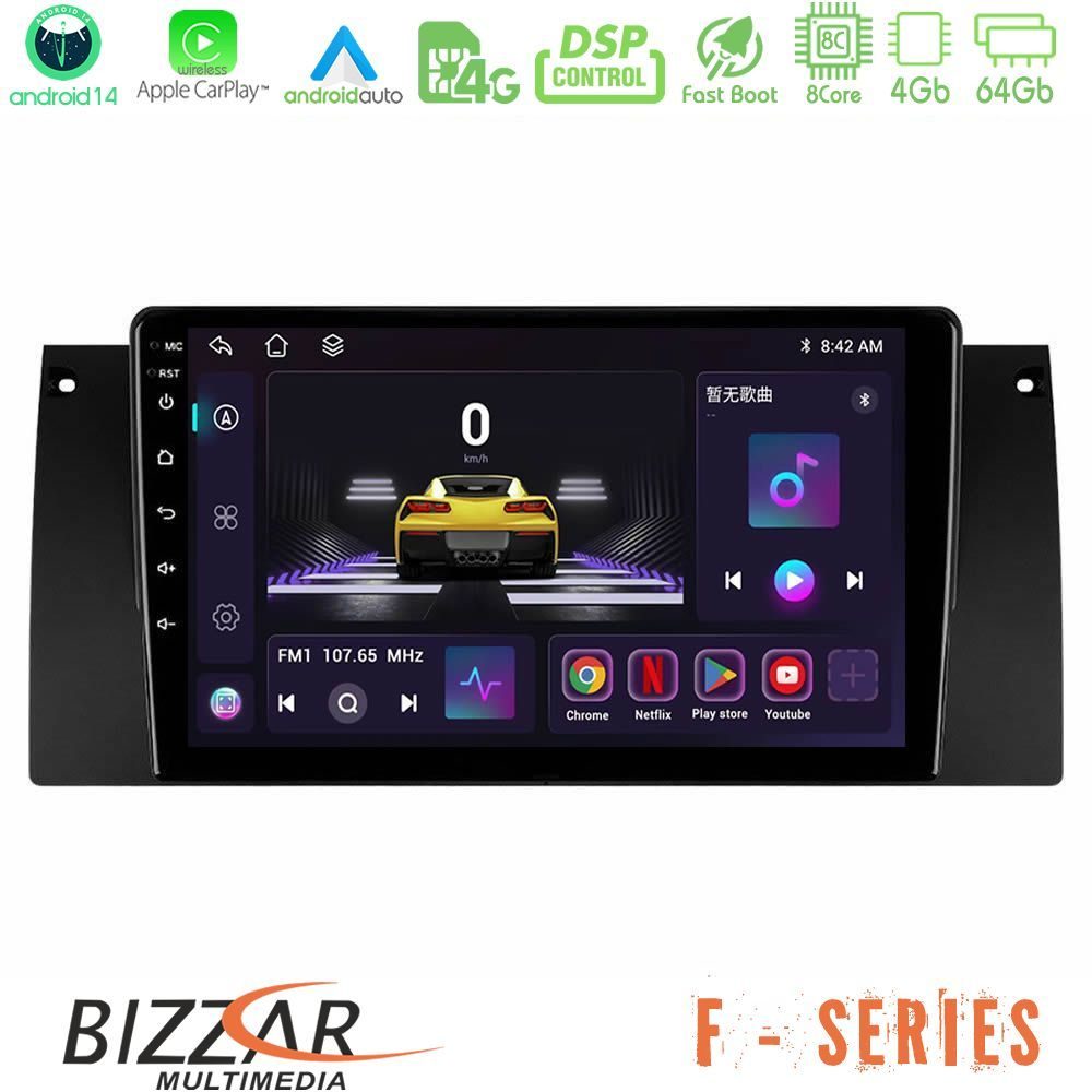 Bizzar F Series 8Core Android14 4+64GB BMW 5 Series (E39) / X5 (E53) Navigation Multimedia Tablet 9" Με Carplay & Android Auto