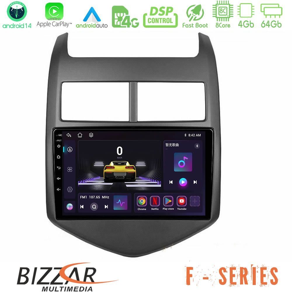 Bizzar F Series 8Core Android14 4+64GB Chevrolet Aveo 2011-2017 Navigation Multimedia Tablet 9" Με Carplay & Android Auto