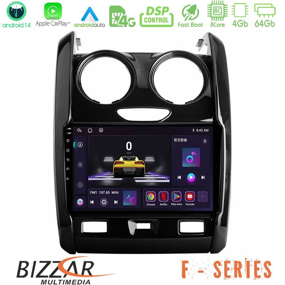 Bizzar F Series 8Core Android14 4+64GB  Dacia Duster 2014-2018 Navigation Multimedia Tablet 9" Με Carplay & Android Auto