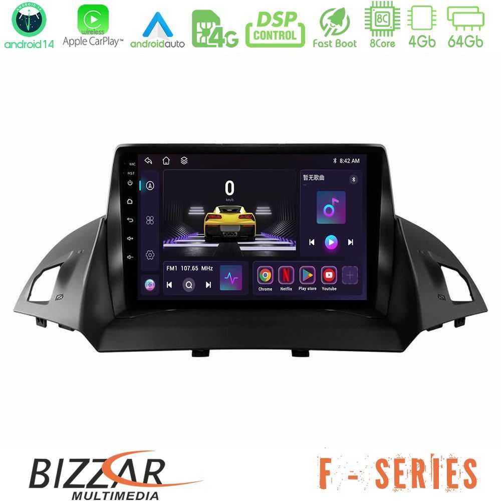 Bizzar F Series 8Core Android14 4+64GB  Ford C-Max/Kuga Navigation Multimedia Tablet 9" Με Carplay & Android Auto