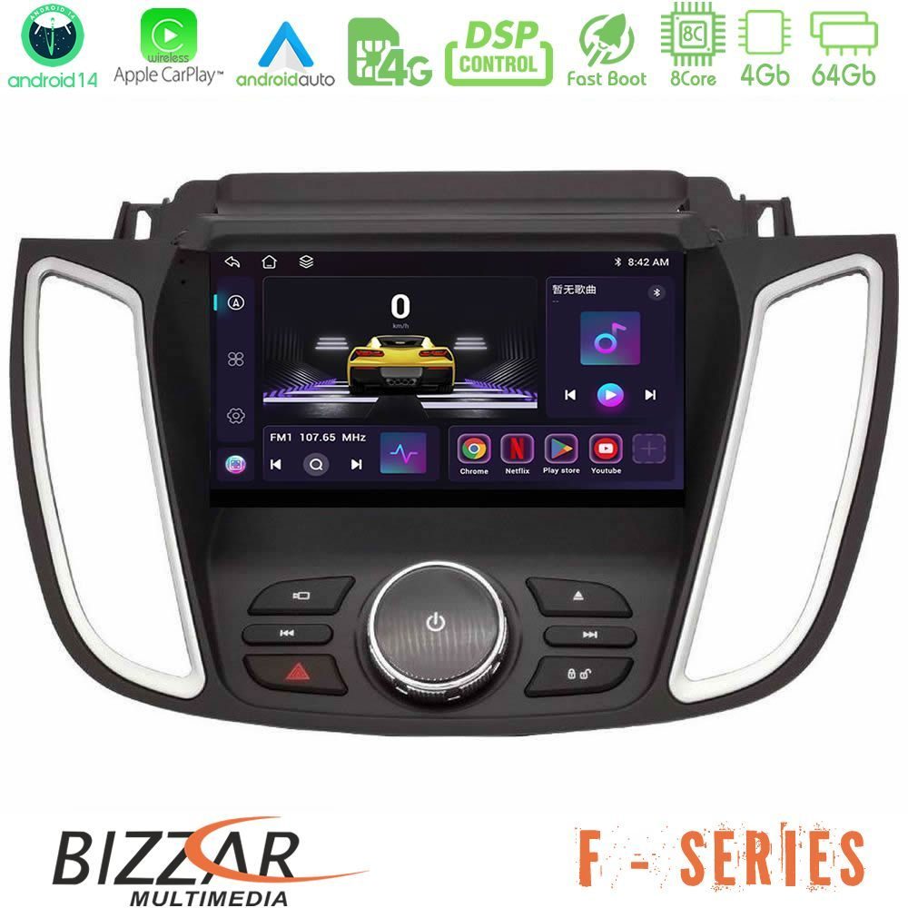 Bizzar F Series 8Core Android14 4+64GB  Ford Kuga/C-Max 2013-2019 Navigation Multimedia Tablet 9" Με Carplay & Android Auto