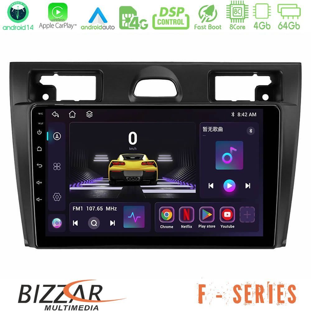 Bizzar F Series 8Core Android14 4+64GB  Ford Fiesta/Fusion Navigation Multimedia Tablet 9" Με Carplay & Android Auto