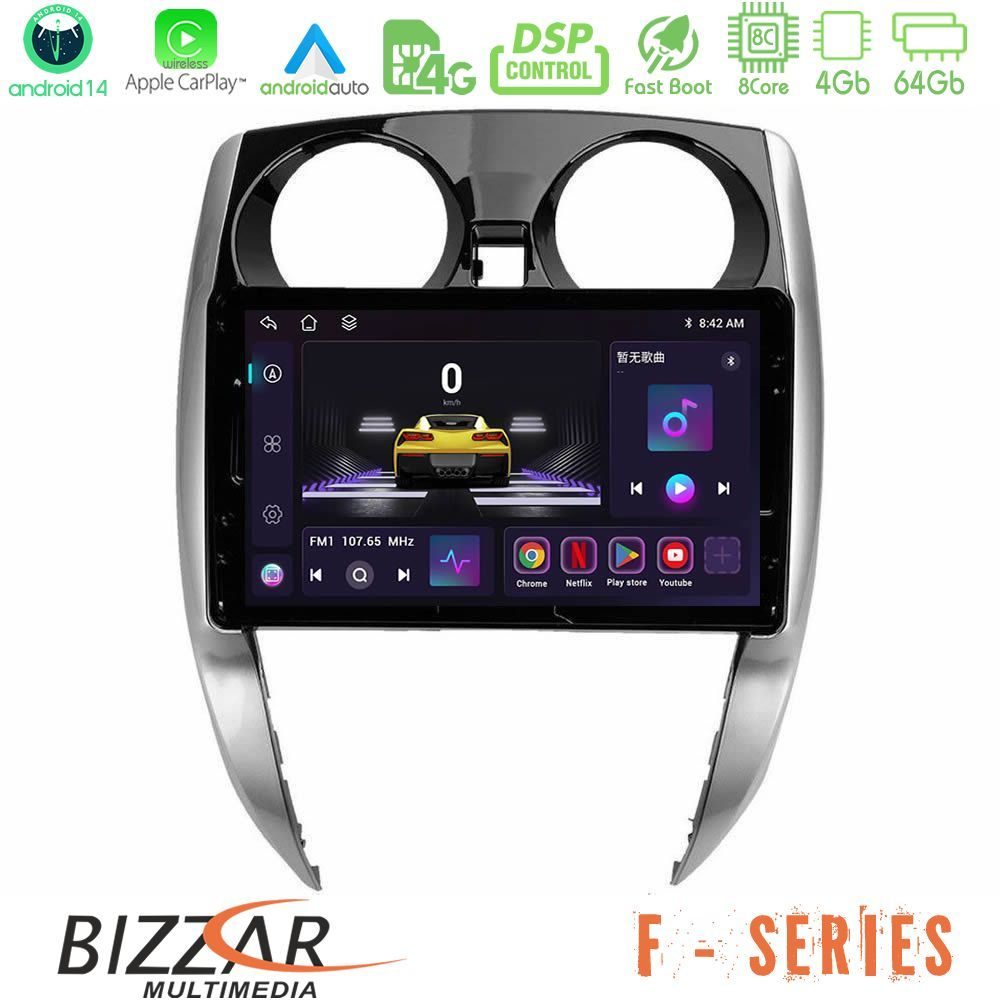 Bizzar F Series 8Core Android14 4+64GB  Nissan Note 2013-2018 Navigation Multimedia Tablet 10" Με Carplay & Android Auto