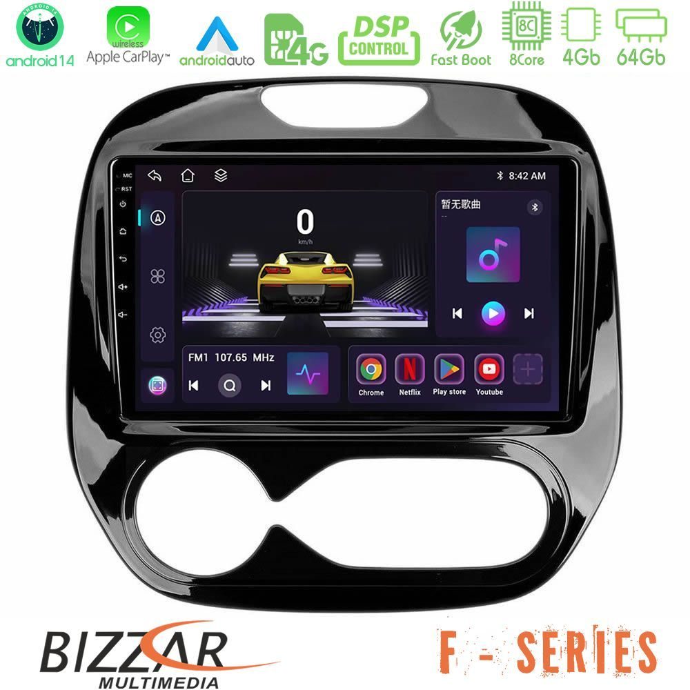 Bizzar F Series 8Core Android14 4+64GB     Renault Captur 2013-2019 (Facelift) Navigation Multimedia Tablet 9"  Με Carplay & Android Auto