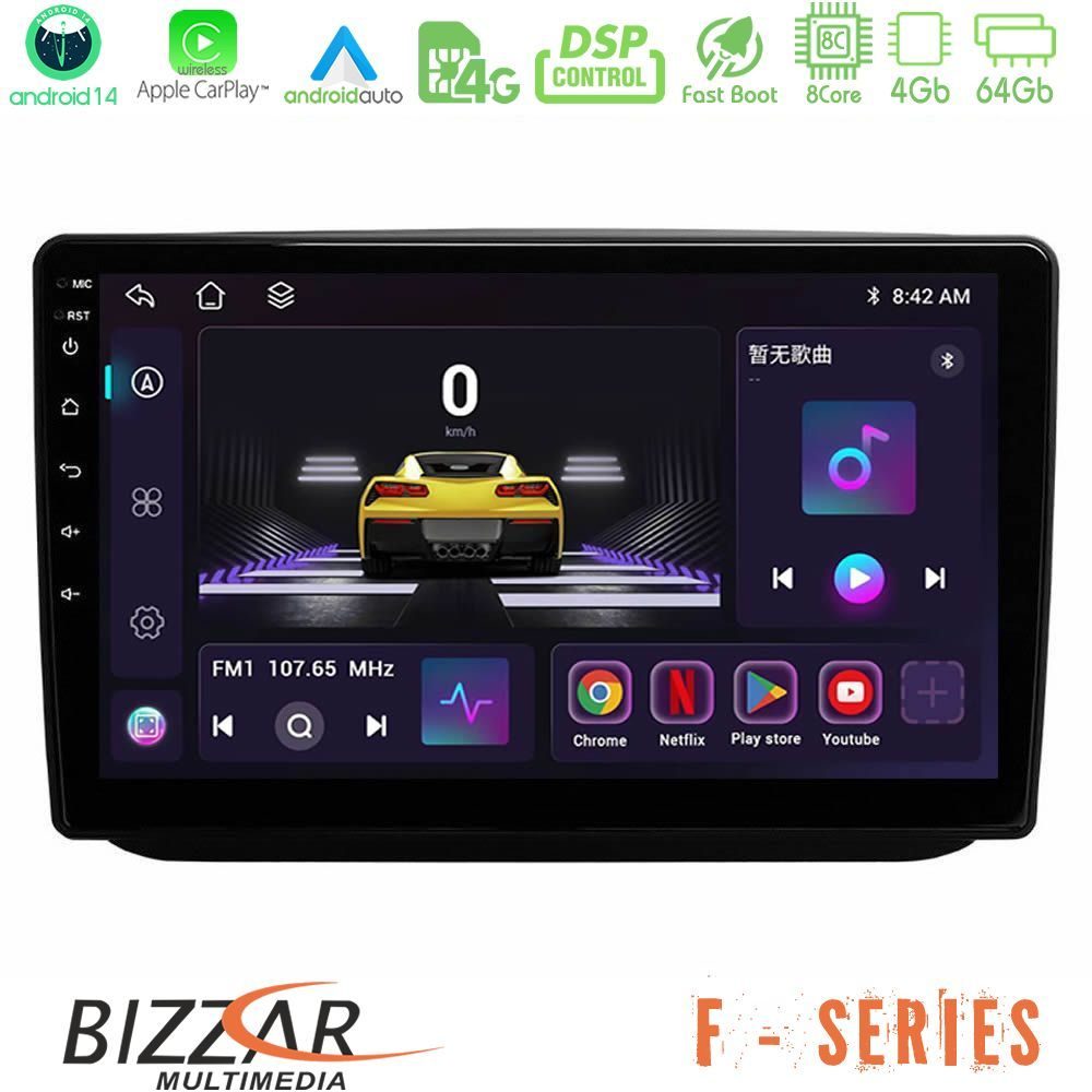 Bizzar F Series 8Core Android14 4+64GB Skoda Fabia 2007-2014 Navigation Multimedia Tablet 10" Με Carplay & Android Auto