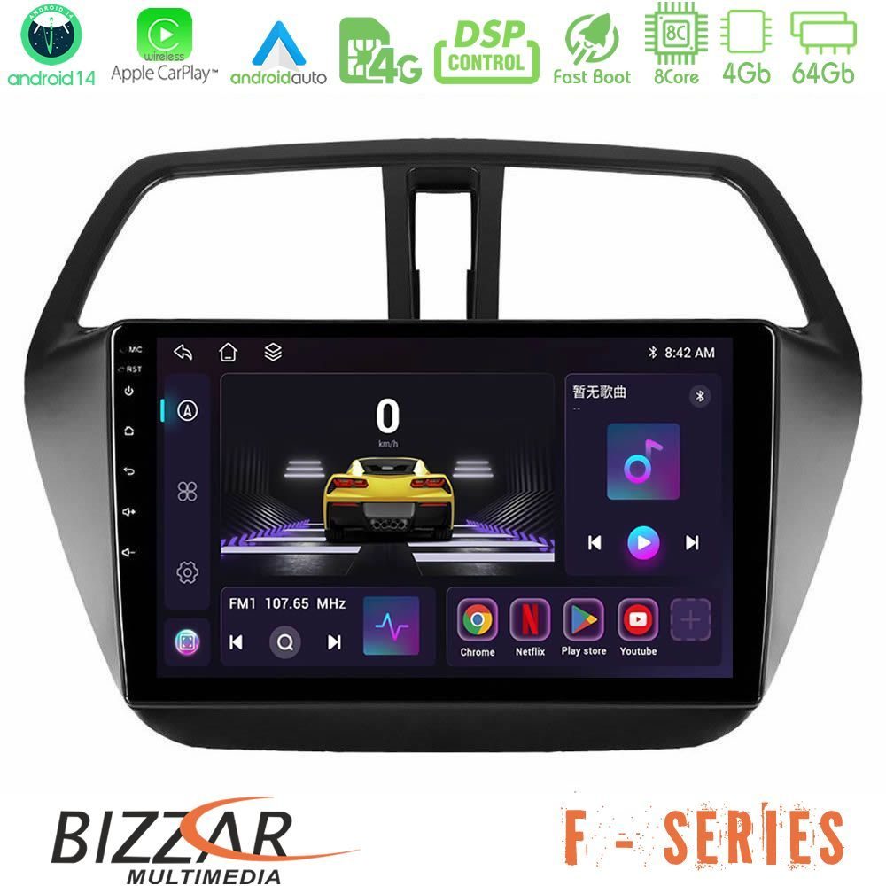 Bizzar F Series 8Core Android14 4+64GB  Suzuki SX4 S-Cross Navigation Multimedia Tablet 9" Με Carplay & Android Auto