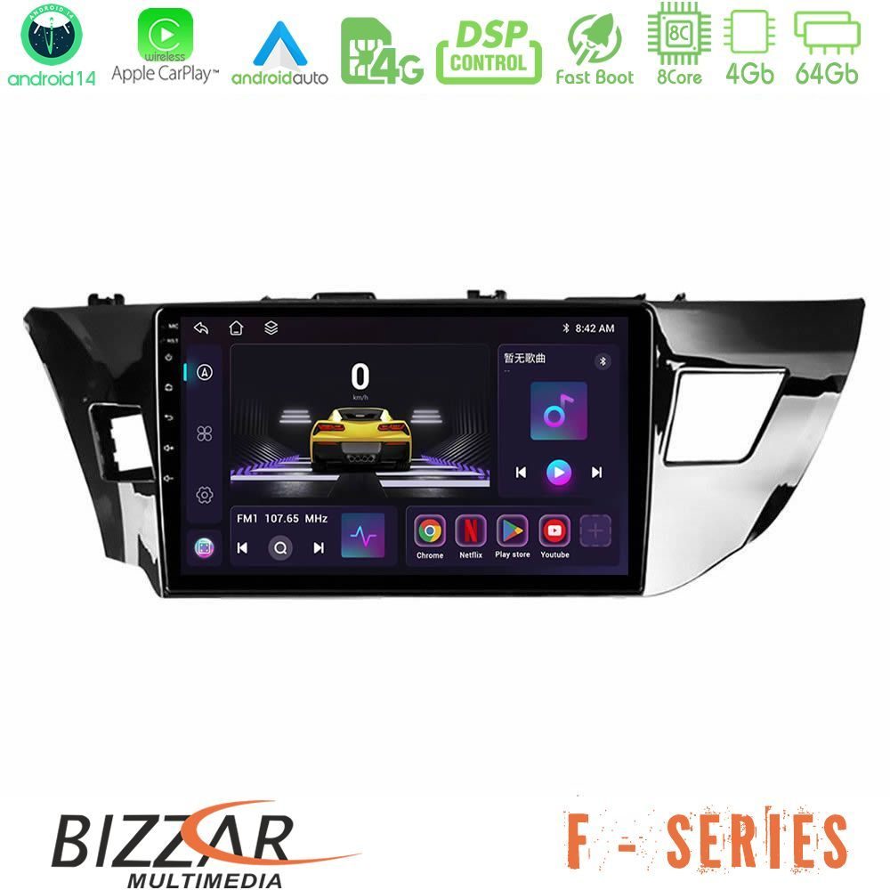 Bizzar F Series 8Core Android14 4+64GB Toyota Corolla 2014-2016 Navigation Multimedia Tablet 9" Με Carplay & Android Auto