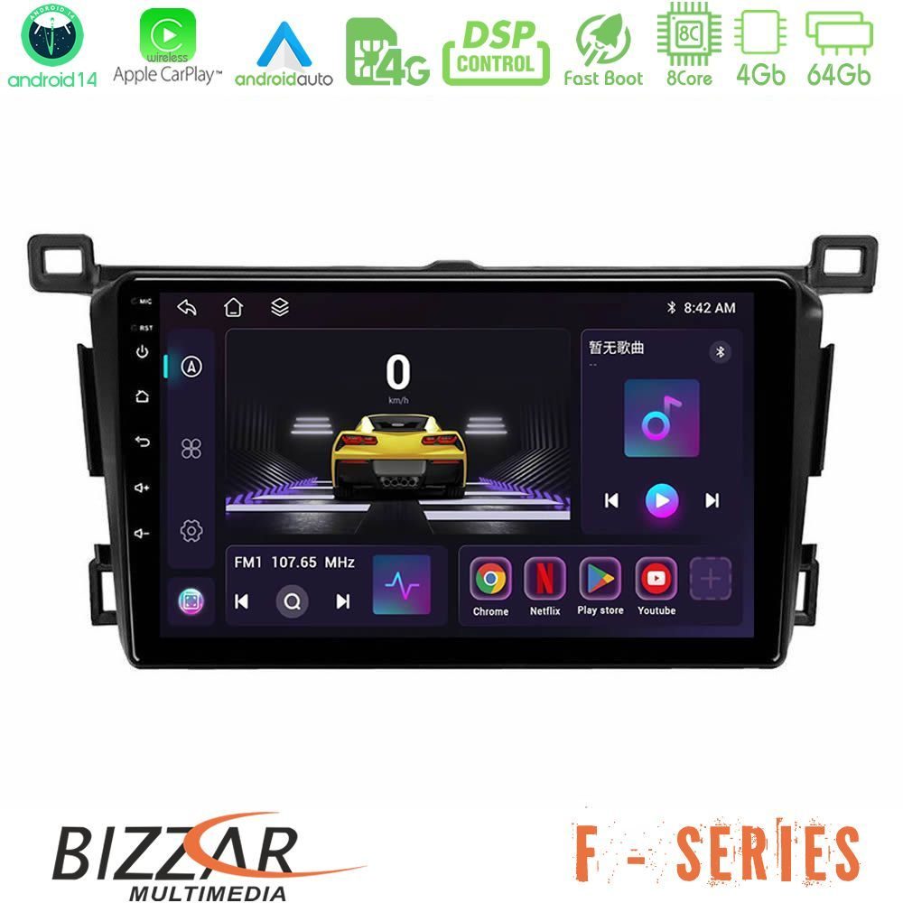 Bizzar F Series 8Core Android14 4+64GB  Toyota RAV4 2013-2018 Navigation Multimedia Tablet 9" Με Carplay & Android Auto