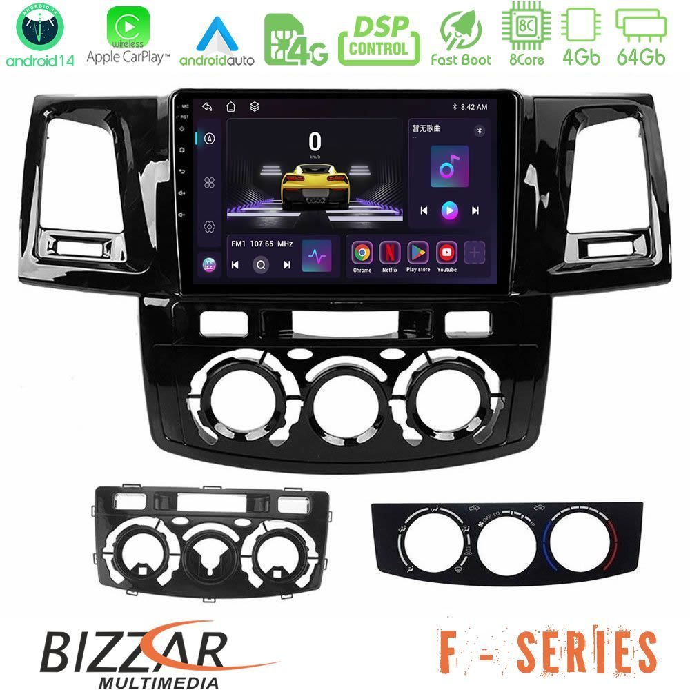 Bizzar F Series 8Core Android14 4+64GB  Toyota Hilux 2007-2016 Navigation Multimedia Tablet 9" Με Carplay & Android Auto