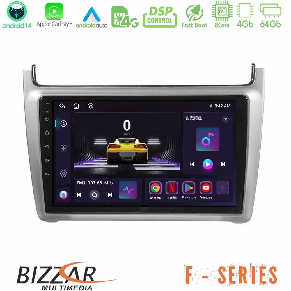 Bizzar F Series 8Core Android14 4+64GB Vw Polo 2014-2017 Navigation Multimedia Tablet 9" Με Carplay & Android Auto (Silver)