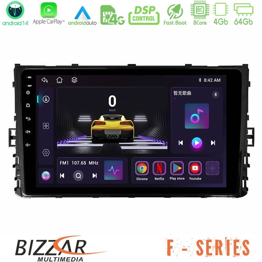Bizzar F Series 8Core Android14 4+64GB  VW MQB 2017-> Navigation Multimedia Tablet 9" Με Carplay & Android Auto