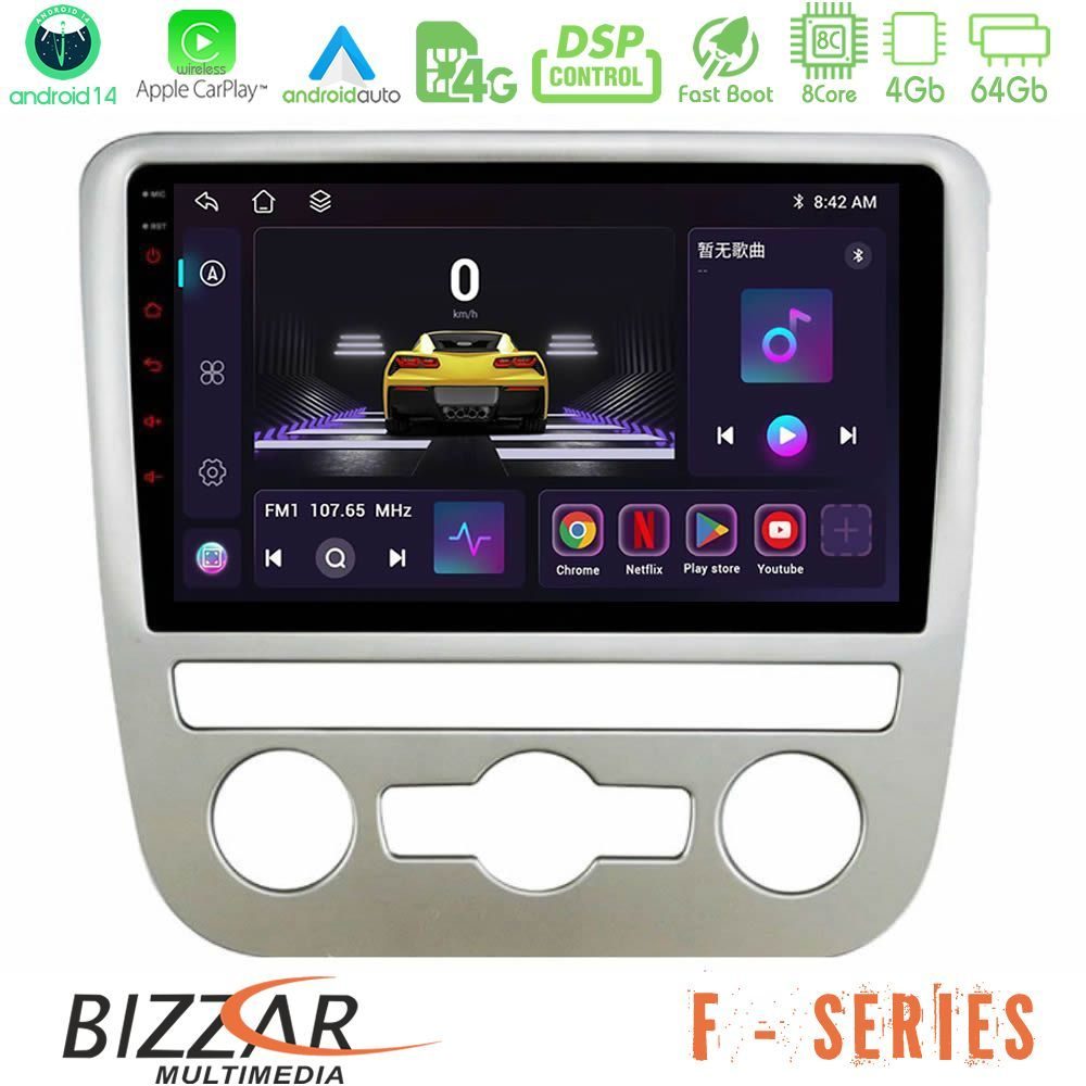 Bizzar F Series 8Core Android14 4+64GB VW Scirocco 2008 – 2014 Navigation Multimedia Tablet 9" Με Carplay & Android Auto