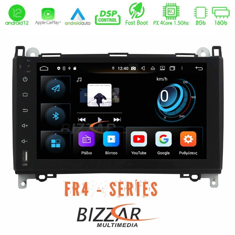 Bizzar FR4 Pro Series Mercedes A/B/Sprinter/Vito 4Core Android12 2+16GB Navigation Multimedia Station 9" (OEM Style)