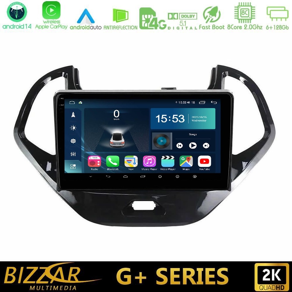 Bizzar G+ Series Ford KA 2016-2020 8core Android14 6+128GB Navigation Multimedia Tablet 9"