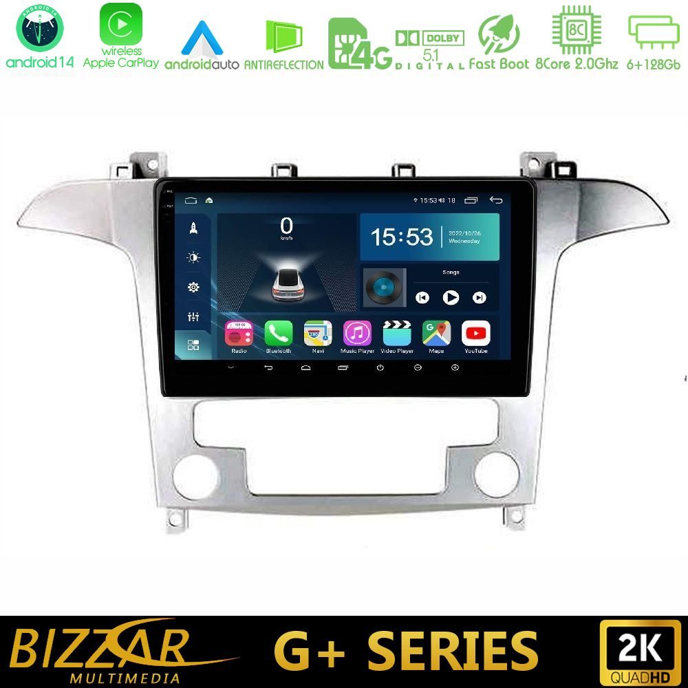 Bizzar G+ Series Ford S-Max 2006-2012 8core Android14 6+128GB Navigation Multimedia Tablet 9"