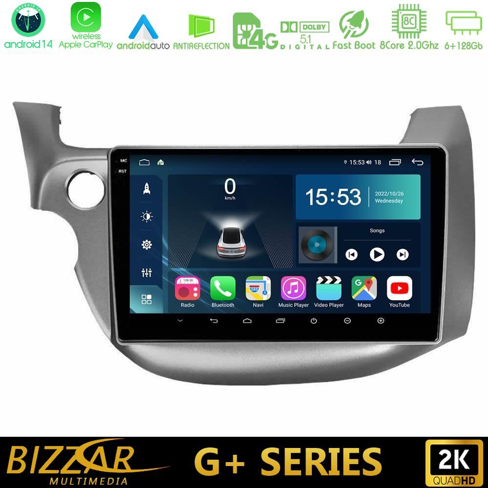 Bizzar G+ Series Honda Jazz 2009-2013 8core Android14 6+128GB Navigation Multimedia Tablet 10"
