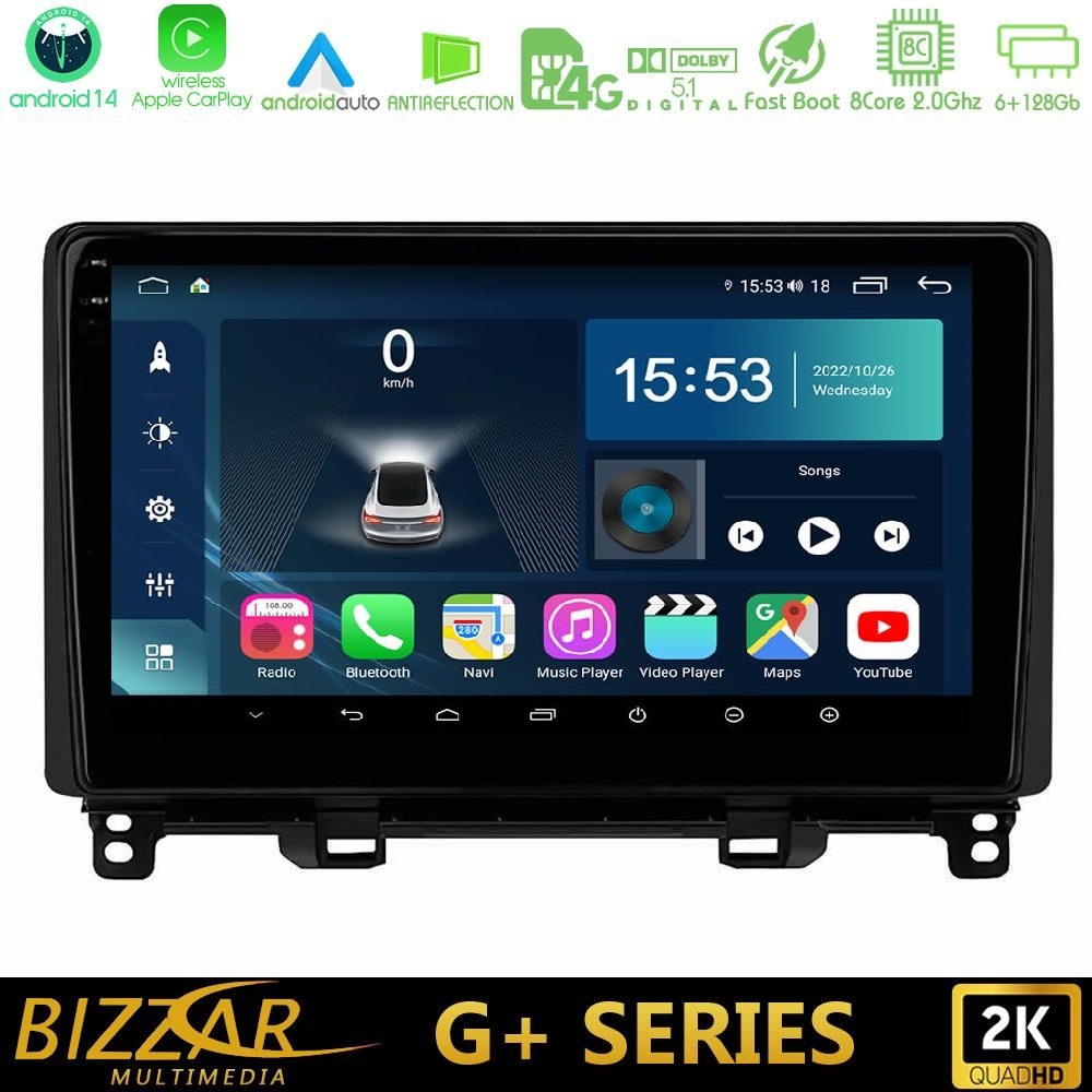 Bizzar G+ Series Honda Jazz 2021-2025 8core Android14 6+128GB Navigation Multimedia Tablet 9"