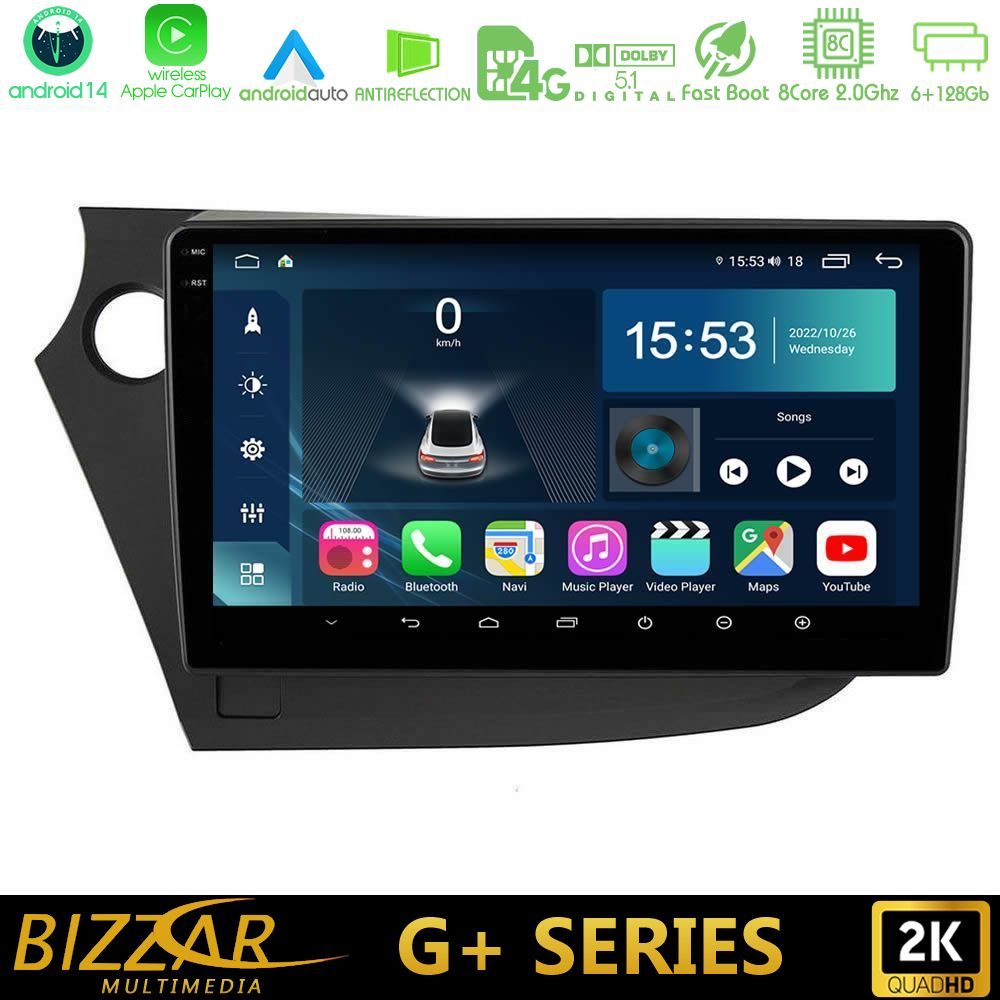 Bizzar G+ Series Honda Insight 2009-2015 8core Android14 6+128GB Navigation Multimedia Tablet 9"