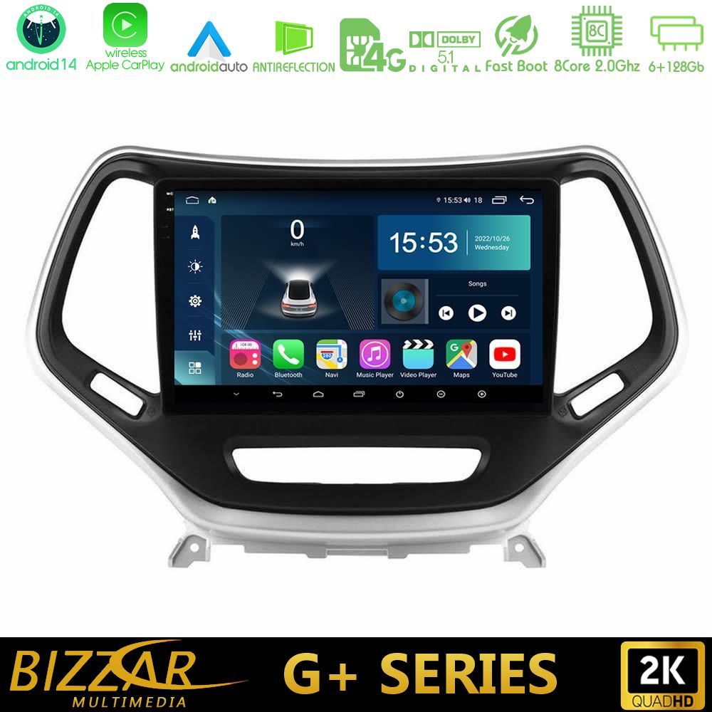 Bizzar G+ Series Jeep Cherokee 2014-2019 8core Android14 6+128GB Navigation Multimedia Tablet 9" (Ασημί Χρώμα)