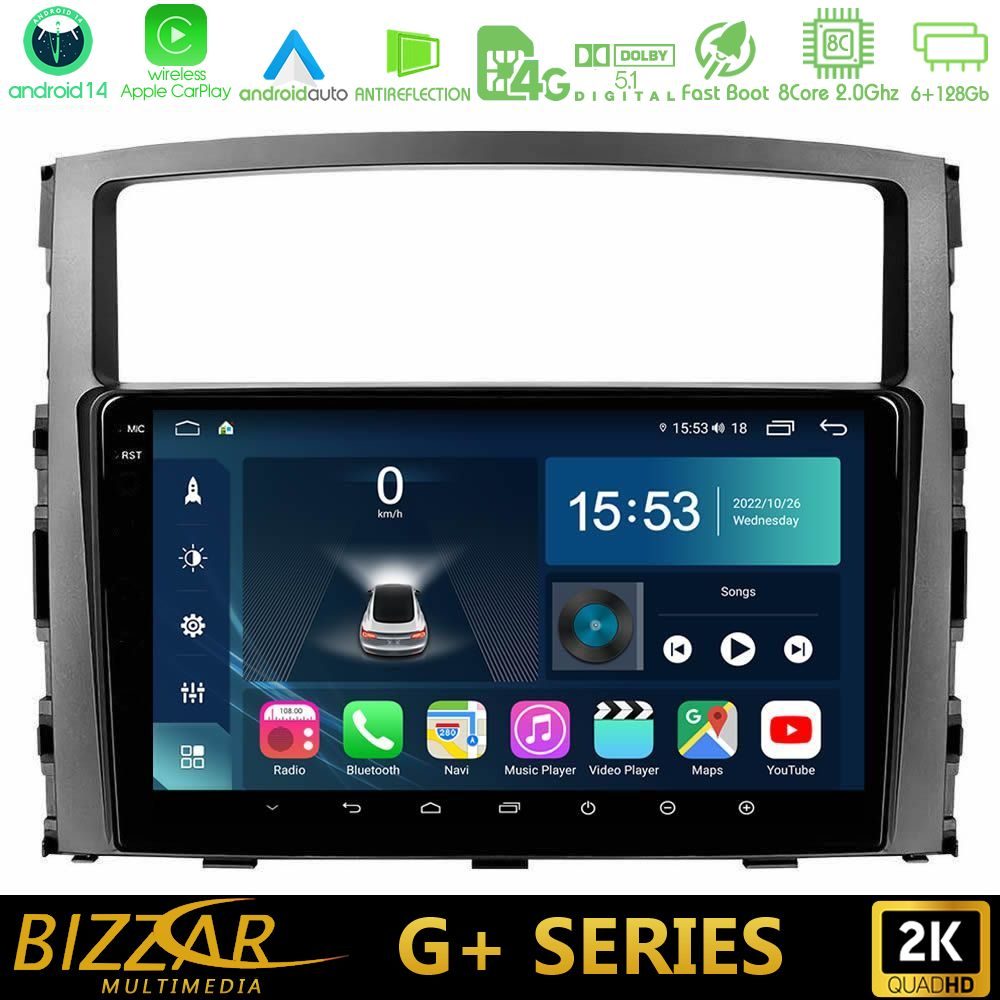 Bizzar G+ Series Mitsubishi Pajero 2008-2009 8core Android14 6+128GB Navigation Multimedia Tablet 9"