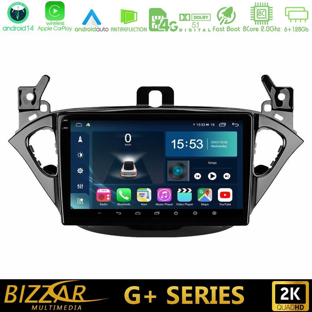 Bizzar G+ Series Opel Corsa E/Adam 8core Android14 6+128GB Navigation Multimedia Tablet 9"