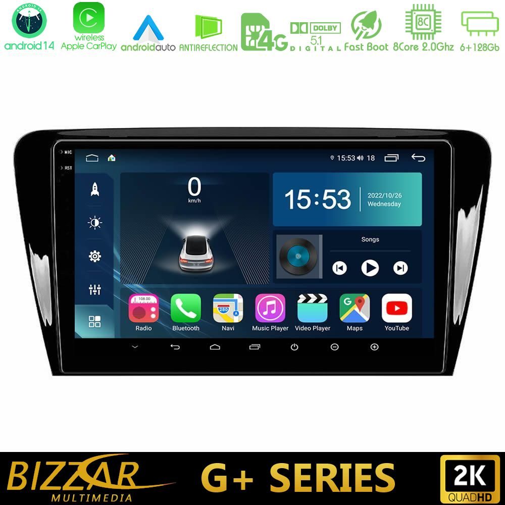 Bizzar G+ Series Skoda Octavia 7 8core Android14 6+128GB Navigation Multimedia Tablet 10"