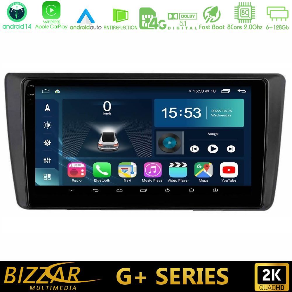 Bizzar G+ Series Skoda Octavia 2004-2012 8core Android14 6+128GB Navigation Multimedia Tablet 9"