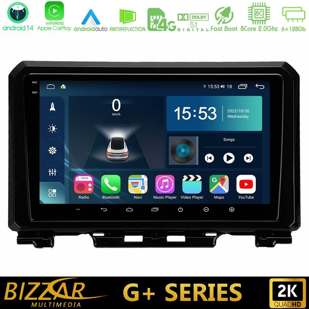 Bizzar G+ Series Suzuki Jimny 2018-2022 8core Android14 6+128GB Navigation Multimedia Tablet 9"