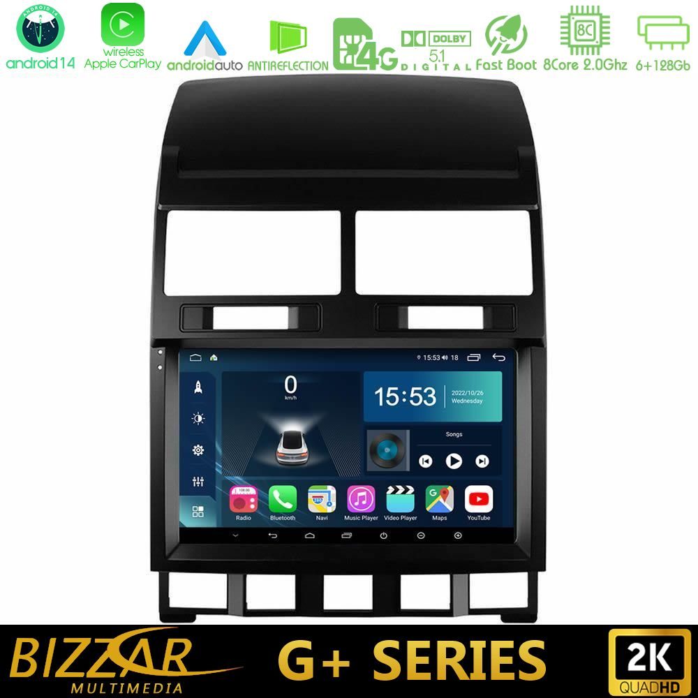 Bizzar G+ Series VW Touareg 2002 – 2010 8core Android14 6+128GB Navigation Multimedia Tablet 9"