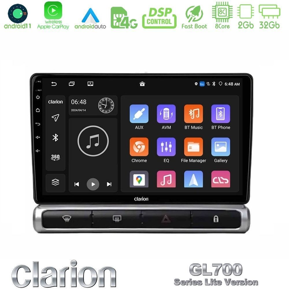 Clarion GL700 Lite Series 8Core Android11 2+32GB Citroen C3 2016-> Navigation Multimedia Tablet 9" Με Carplay & Android Auto