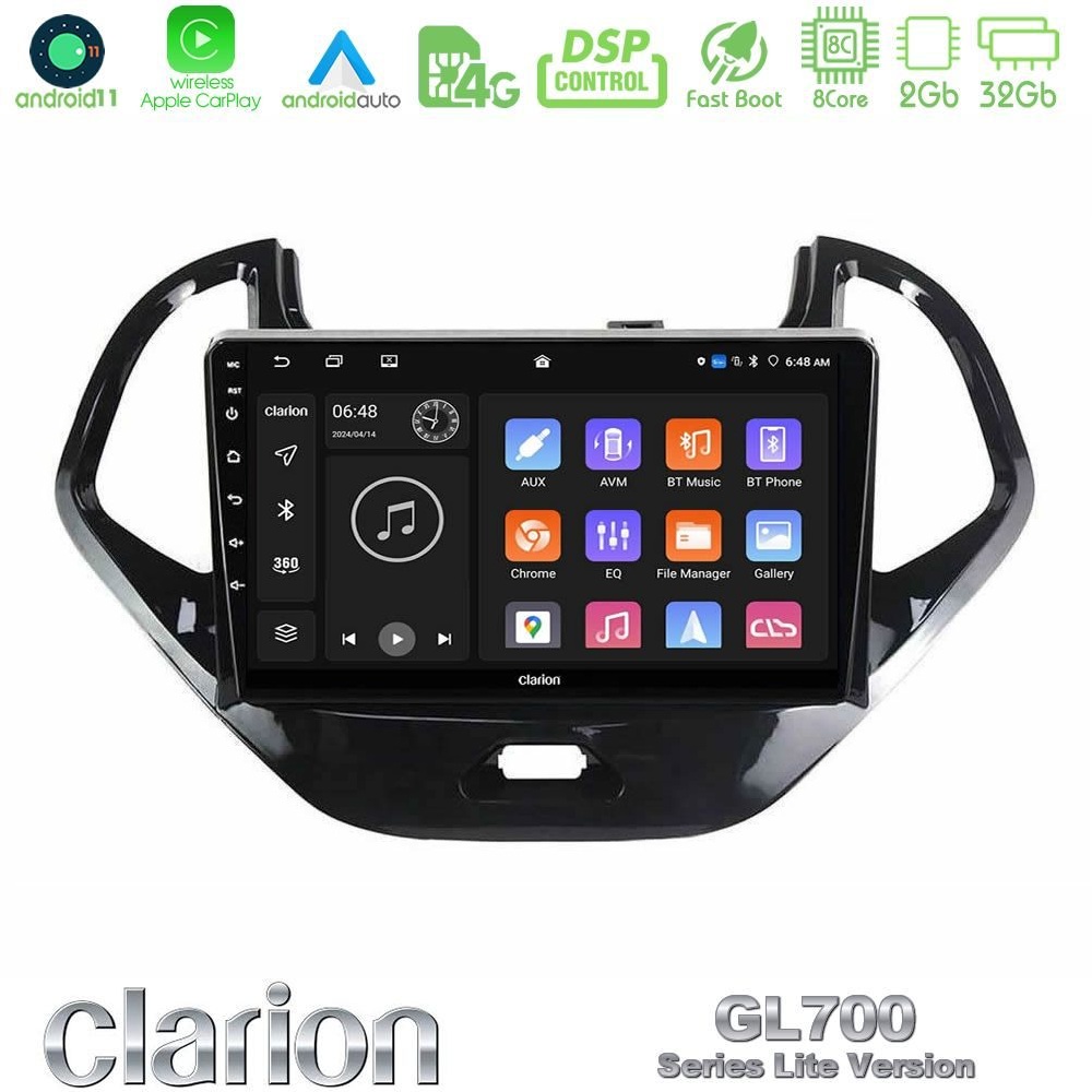 Clarion GL700 Lite Series 8Core Android11 2+32GB Ford Ka 2016-2020 Navigation Multimedia Tablet 9" Με Carplay & Android Auto