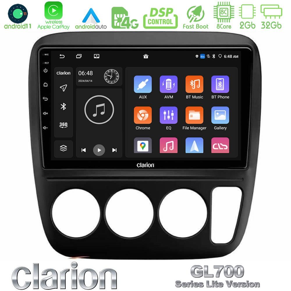 Clarion GL700 Lite Series 8Core Android11 2+32GB Honda CRV 1997-2001 Navigation Multimedia Tablet 9" Με Carplay & Android Auto