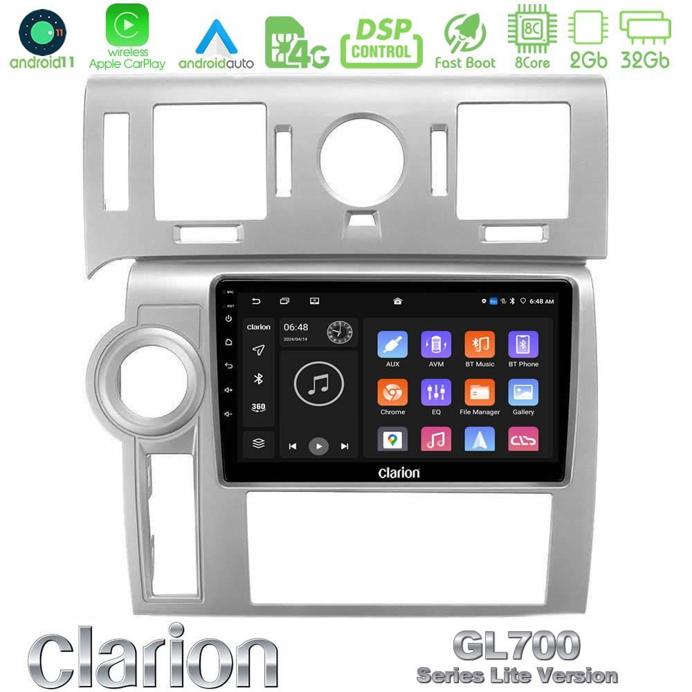 Clarion GL700 Lite Series 8Core Android11 2+32GB Hummer H2 2008-2009 Navigation Multimedia Tablet 9" Με Carplay & Android Auto