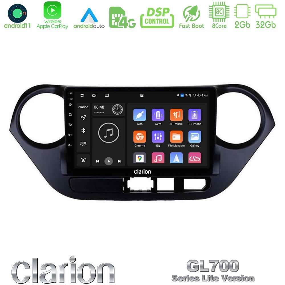 Clarion GL700 Lite Series 8Core Android11 2+32GB Hyundai i10 2014-2020 Navigation Multimedia Tablet 9" Με Carplay & Android Auto