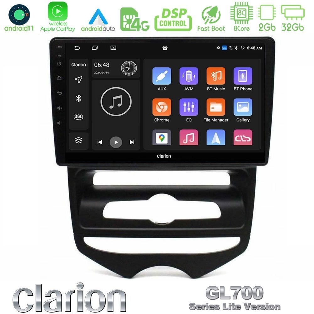 Clarion GL700 Lite Series 8Core Android11 2+32GB Hyundai ix20 2010-2020 (MANUAL A/C) Navigation Multimedia Tablet 10" Με Carplay & Android Auto