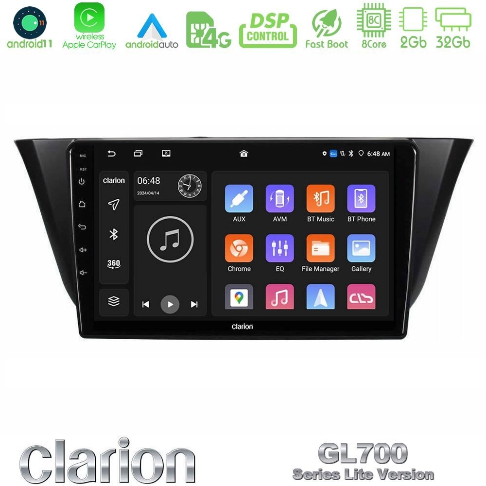 Clarion GL700 Lite Series 8Core Android11 2+32GB Iveco Daily 2014-2025 Navigation Multimedia Tablet 9" Με Carplay & Android Auto