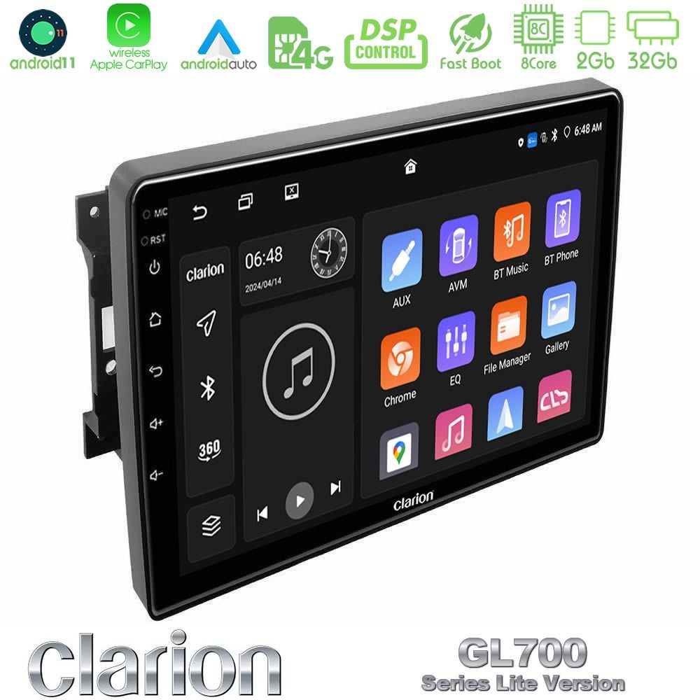 Clarion GL700 Lite Series 8Core Android11 2+32GB Chrysler / Dodge / Jeep Navigation Multimedia Tablet 10" Με Carplay & Android Auto