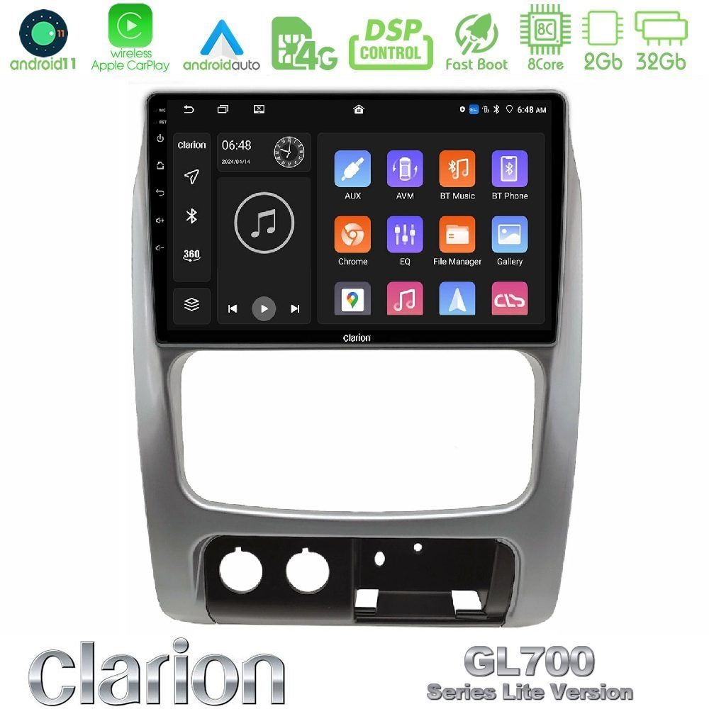 Clarion GL700 Lite Series 8Core Android11 2+32GB Jeep Cherokee (KJ) 2002-2007 Navigation Multimedia Tablet 9" Με Carplay & Android Auto