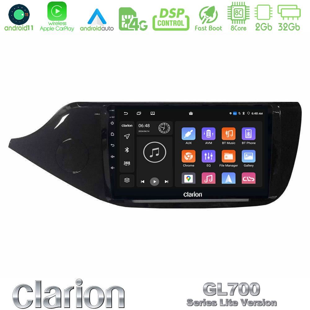 Clarion GL700 Lite Series 8Core Android11 2+32GB Kia Ceed 2013-2017 Navigation Multimedia Tablet 9" Με Carplay & Android Auto