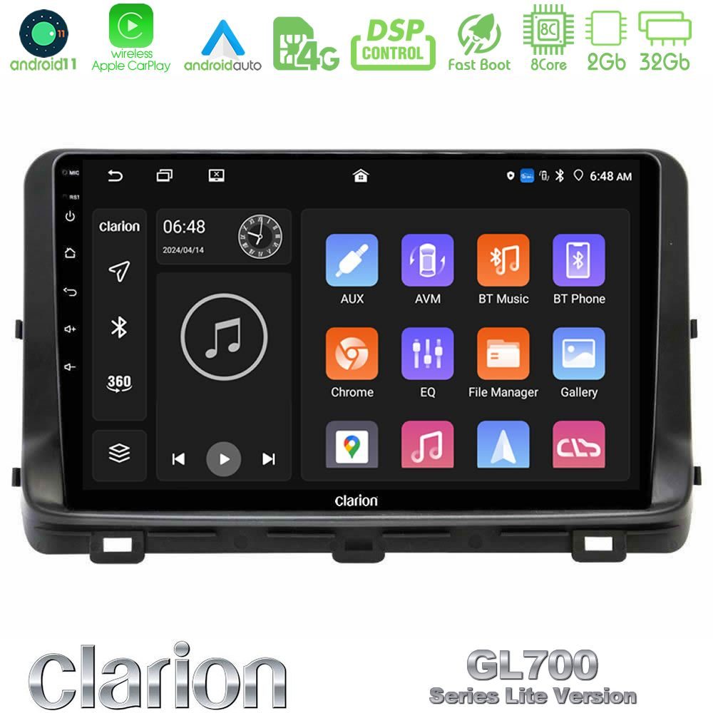 Clarion GL700 Lite Series 8Core Android11 2+32GB Kia Ceed 2018-2023 Navigation Multimedia Tablet 10" Με Carplay & Android Auto