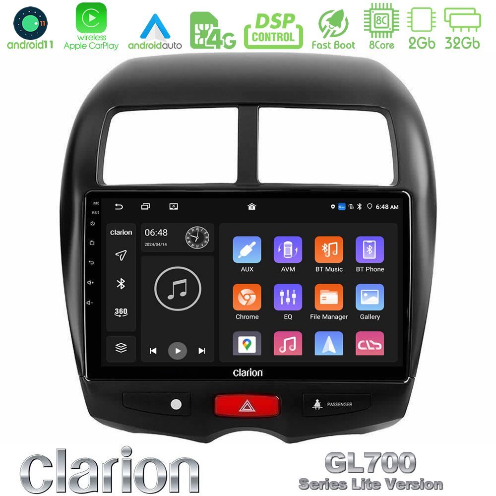 Clarion GL700 Lite Series 8Core Android11 2+32GB Mitsubishi ASX Navigation Multimedia Tablet 10" Με Carplay & Android Auto