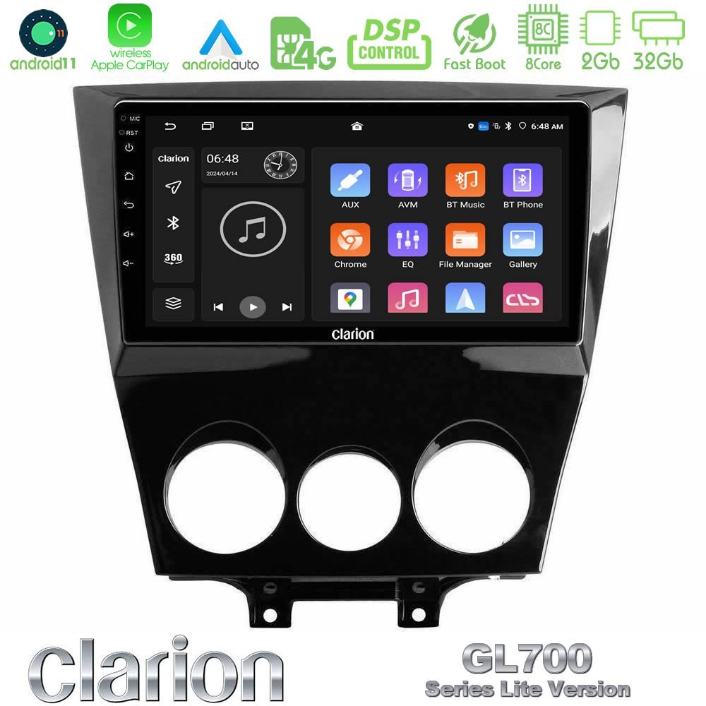 Clarion GL700 Lite Series 8Core Android11 2+32GB Mazda RX8 2008-2012 Navigation Multimedia Tablet 9" Με Carplay & Android Auto