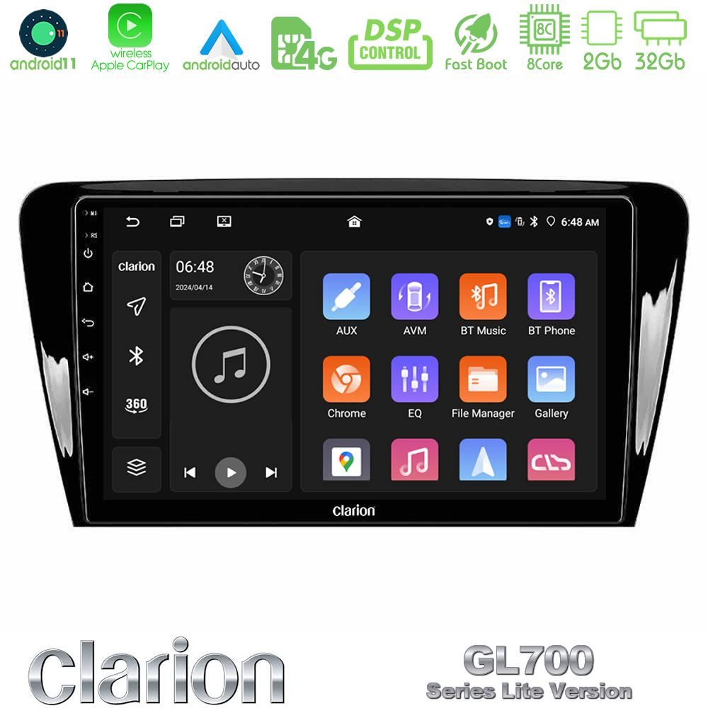 Clarion GL700 Lite Series 8Core Android11 2+32GB Skoda Octavia 7 Navigation Multimedia Tablet 10" Με Carplay & Android Auto