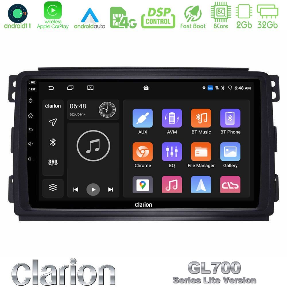 Clarion GL700 Lite Series 8Core Android11 2+32GB Smart 451 Navigation Multimedia Tablet 9" Με Carplay & Android Auto
